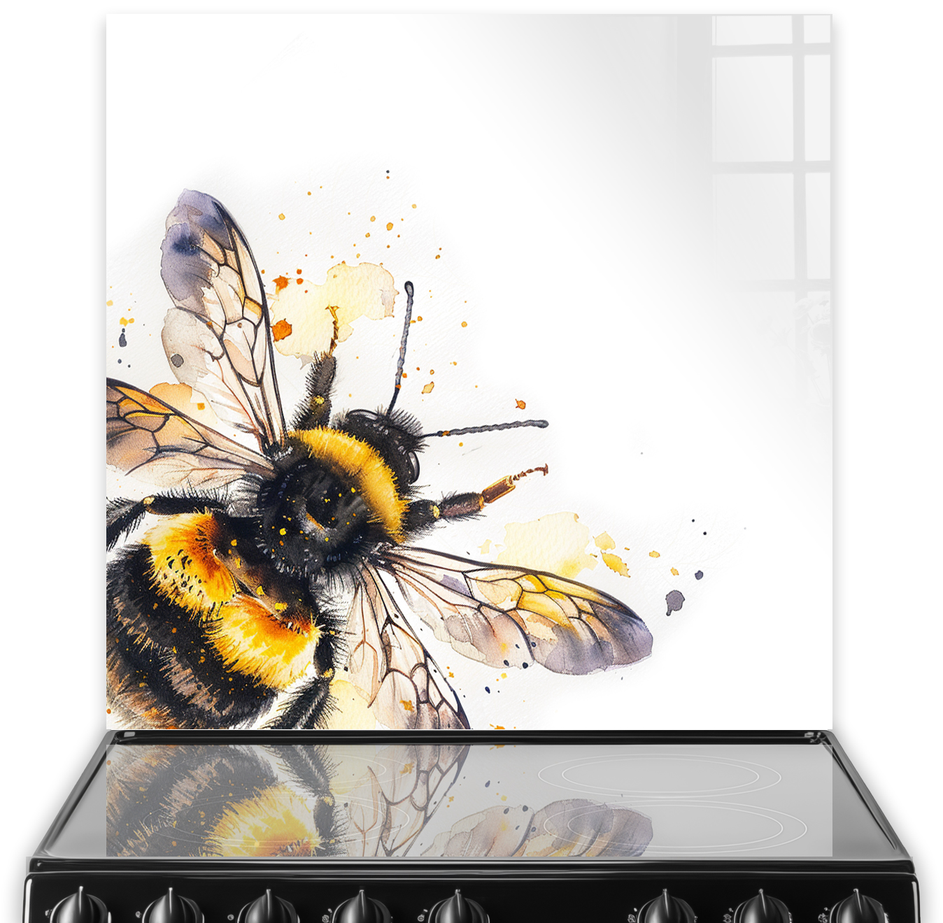 Artistic Bee Design on Kitchen Splashback