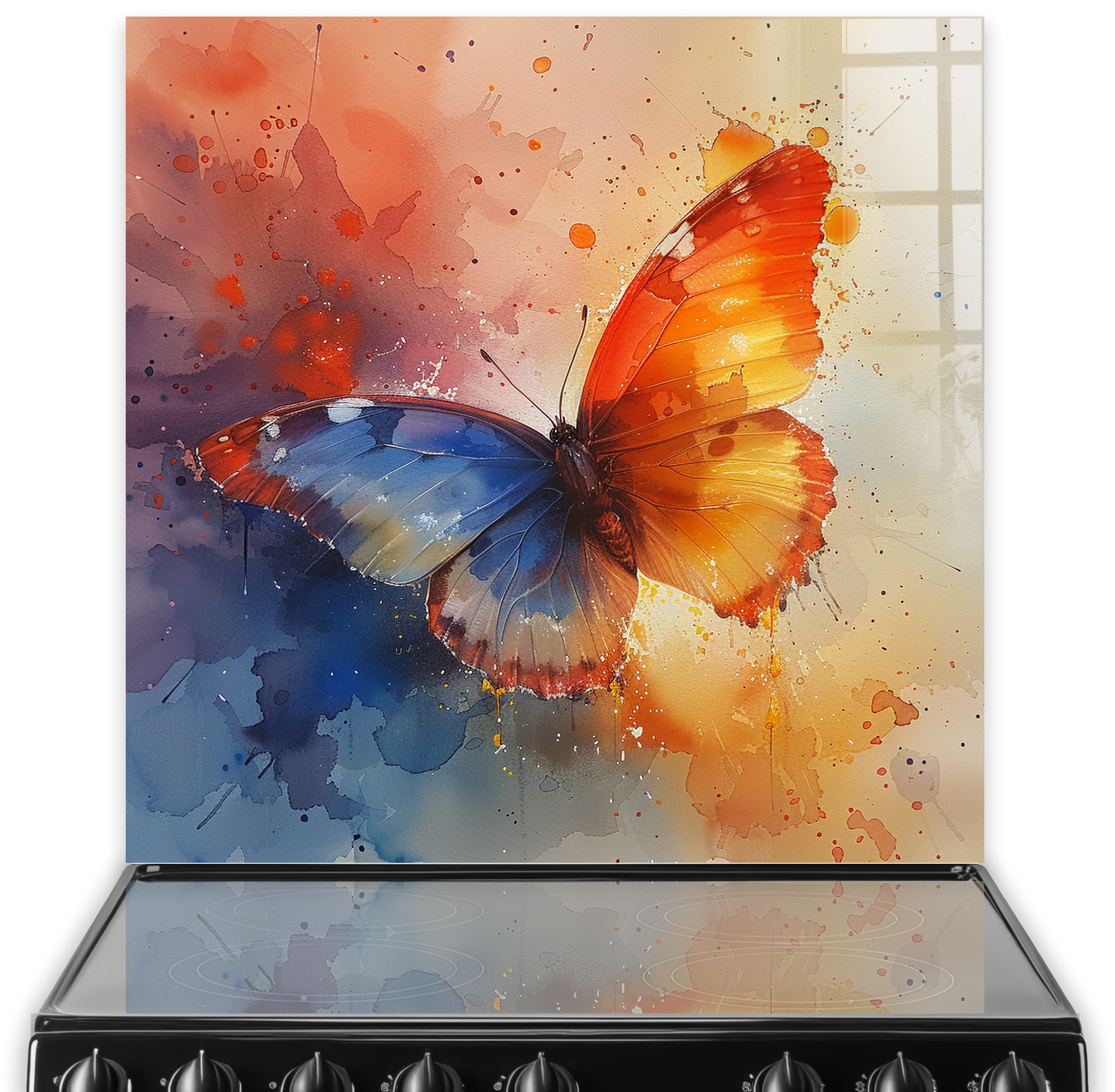 Watercolour Butterfly Splashback in Vivid Hues