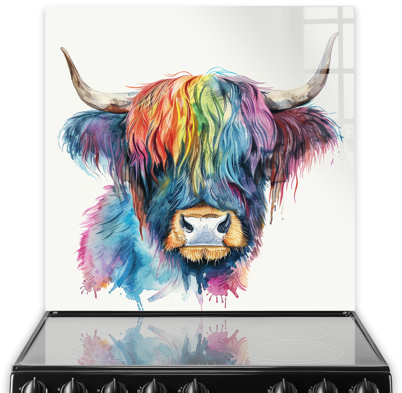 Colourful highland cow art named 