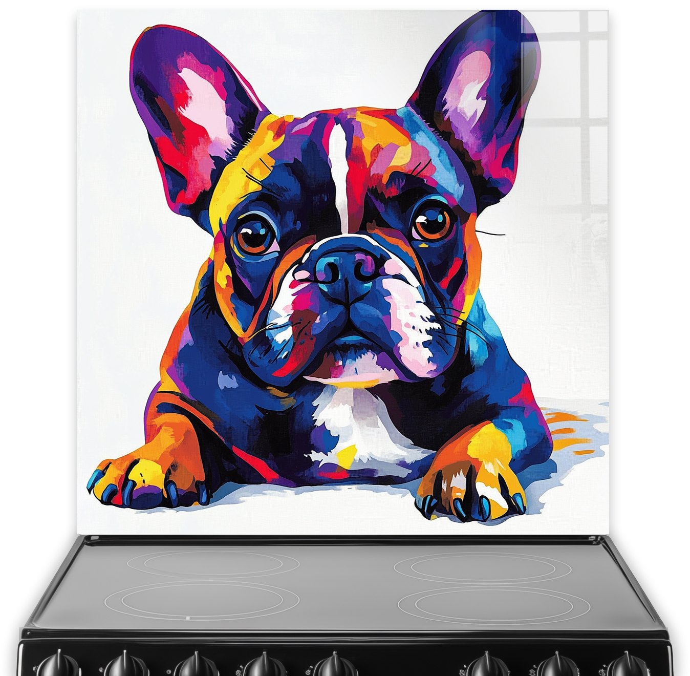 Colourful Cute Lying French Bulldog splashback art