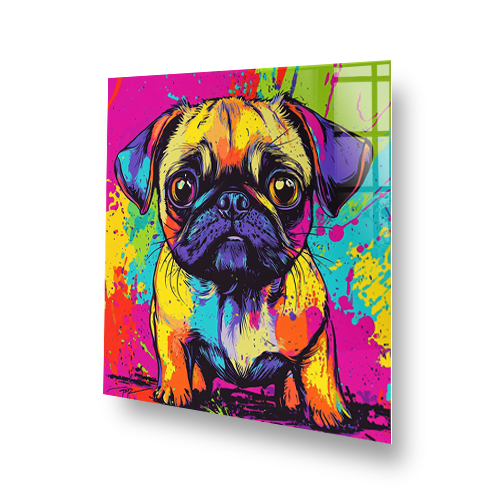 Colourful Graffiti Pug splashback with vibrant colours Side View