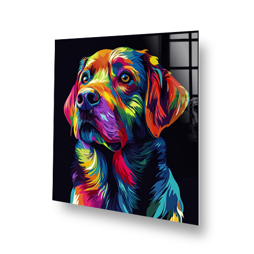Colourful psychedelic Labrador Retriever splashback art Side View