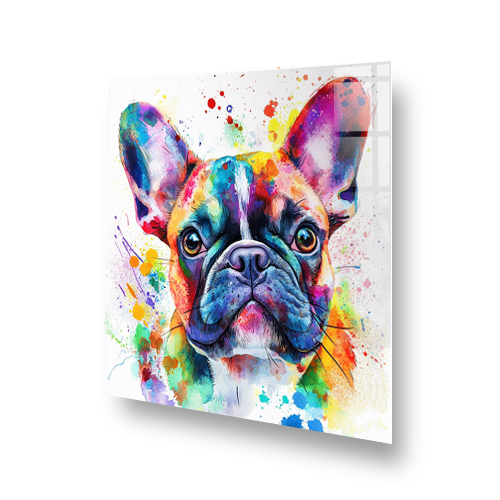 Colourful French Bulldog splashback art Side View