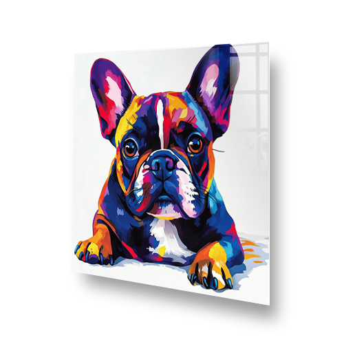 Colourful Cute Lying French Bulldog splashback art Side View