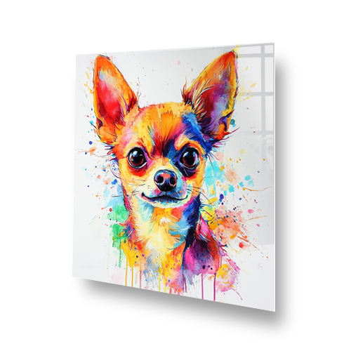 Colourful Chihuahua splashback art with vibrant colours. Side View