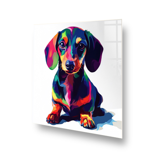 Vibrant Dachshund splashback art with colourful hues Side View