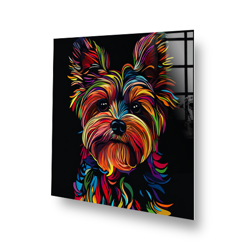 Colourful Yorkshire Terrier splashback with neon design Side View