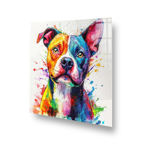 Vibrant Staffordshire Bull Terrier colourful splashback art Side View