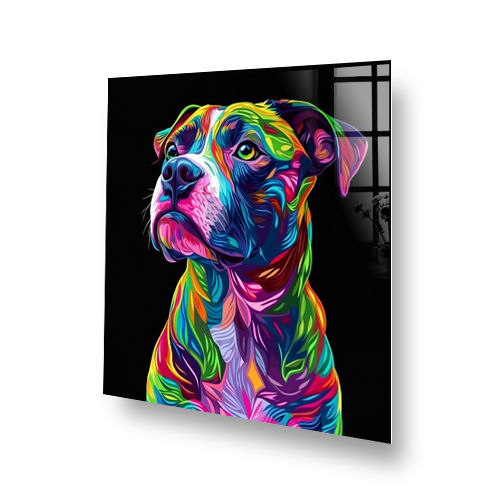 Colourful Staffordshire Bull Terrier pop-art splashback with vibrant neon hues. Side View