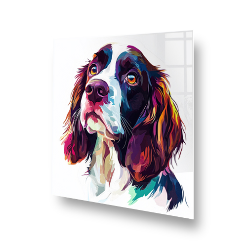 Colourful pop-art style English Springer Spaniel splashback Side View
