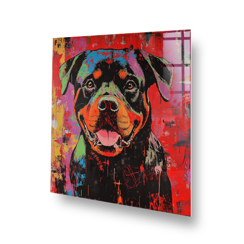 Rottweiler graffiti art splashback with vibrant colours Side View