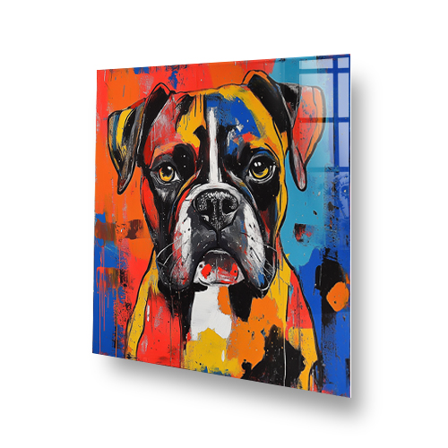 Graffiti-style Boxer dog splashback with vibrant colours Side View