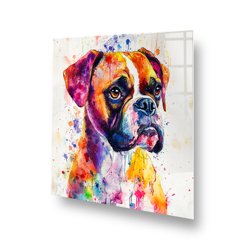 Colourful Boxer splashback art with vibrant blue, orange, yellow, and purple shades. Side View
