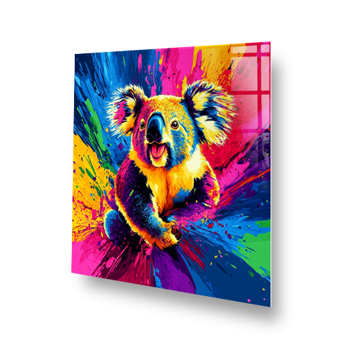 Colourful Koala splashback pop art kitchen design Side View