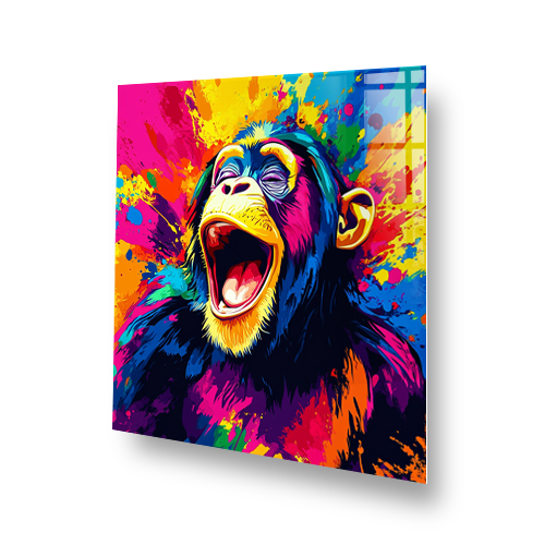 Colourful Laughing Monkey splashback with bright pop art chimpanzee design Side View
