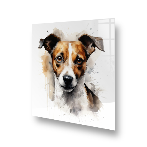 Charming Jack Russell Terrier kitchen splashback in brown and white hues Side View