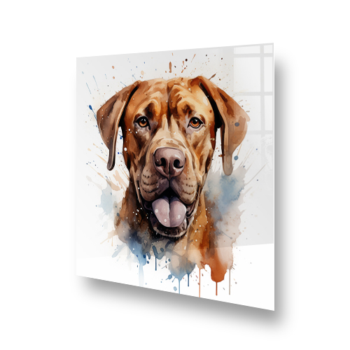 Artistic printed Dogue de Bordeaux kitchen splashback featuring warm hues and splatter art Side View