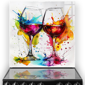 Colourful wine glass artwork printed kitchen splashback thumbnail