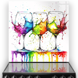Colourful wine glasses splashback art for kitchen thumbnail