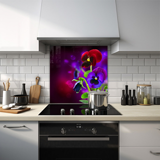 Purple and red pansy on a dark purple background. thumbnail