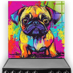Colourful Graffiti Pug splashback with vibrant colours