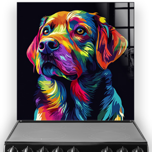 Colourful psychedelic Labrador Retriever splashback art