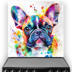 Colourful French Bulldog splashback art