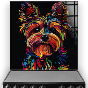 Colourful Yorkshire Terrier splashback with neon design