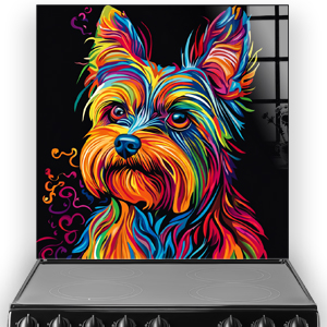 Yorkshire Terrier splashback art with neon colours