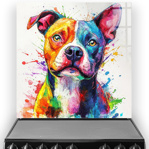 Vibrant Staffordshire Bull Terrier colourful splashback art