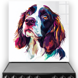 Colourful pop-art style English Springer Spaniel splashback