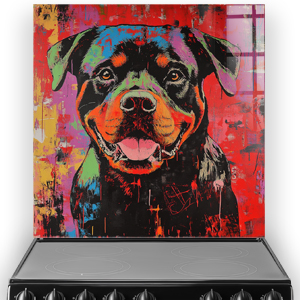 Rottweiler graffiti art splashback with vibrant colours