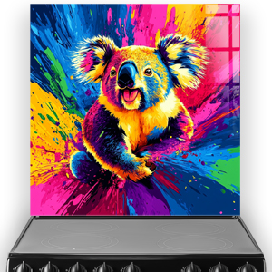 Colourful Koala splashback pop art kitchen design