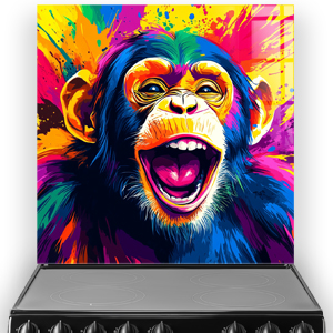 vivid laughing monkey splashback in pop art style