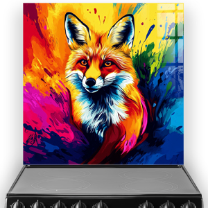Colourful artistic fox splashback for kitchen décor