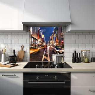 Timelapse motion blur of a busy Tokyo street at night glass splashback. thumbnail