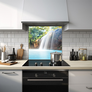 Waterfall with underneath walkway glass splashback. thumbnail