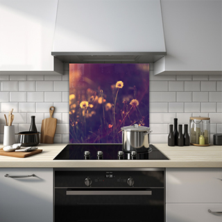 Sunset over water with distant pier glass splashback. thumbnail