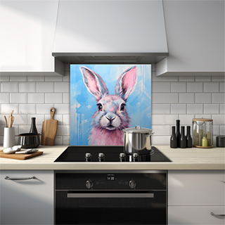 A pastel coloured hare printed splashback thumbnail