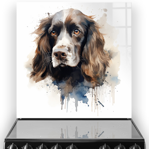 English Springer Spaniel watercolour art on kitchen splashback