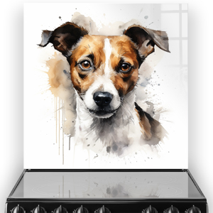 Charming Jack Russell Terrier kitchen splashback in brown and white hues