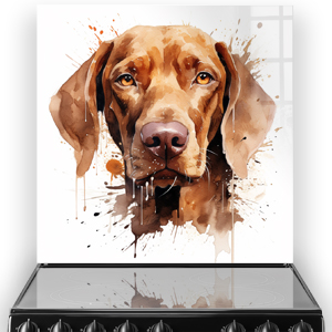 Vizsla dog watercolour art kitchen splashback with warm brown hues