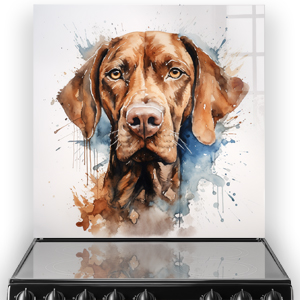 Vizsla Dog Printed Kitchen Splashback with Artistic Watercolour Design