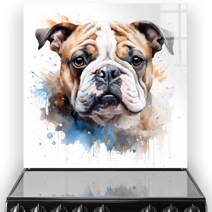 Watercolour Bulldog Art Kitchen Splashback