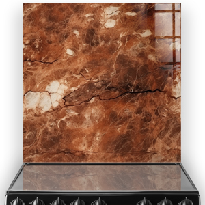 A marble kitchen splashback with sienna, cream, white, and brown hues. thumbnail