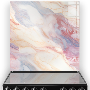 A luxurious marble splashback with creamy white, rosy hues, gold accents, and hints of sky blue. thumbnail