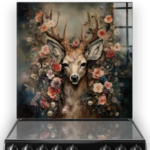 Quincy the Stag with an enchanted floral garden printed splashback thumbnail