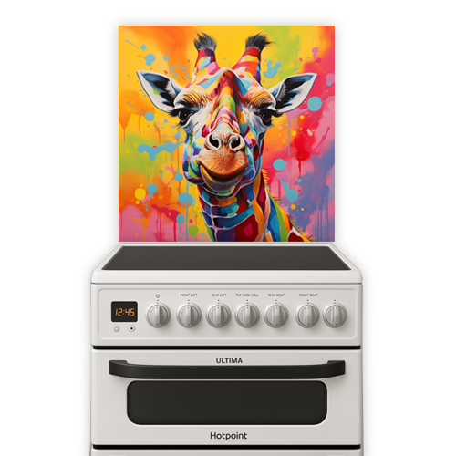 Hotpoint 50 cm printed splashback with Colour Splash Giraffee Design